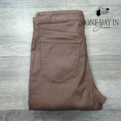 Ralph Lauren Premier Skinny Ankle Coated Jeans Brown NWT Size 8