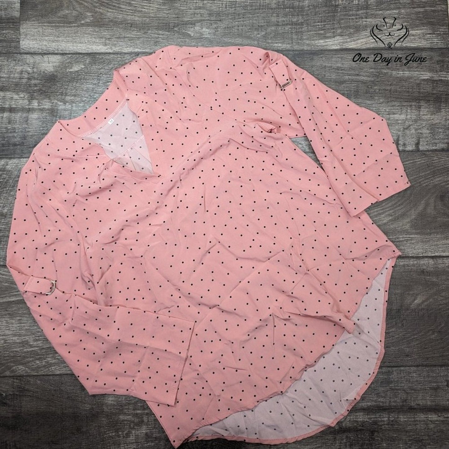 Floerns Polka Dot V Neck Long Sleeve Top Size M