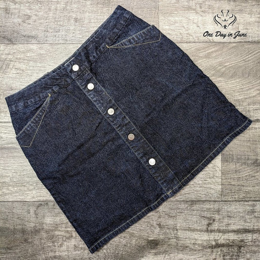 Calvin Klein Snap Front Denim Mini Skirt Size 8