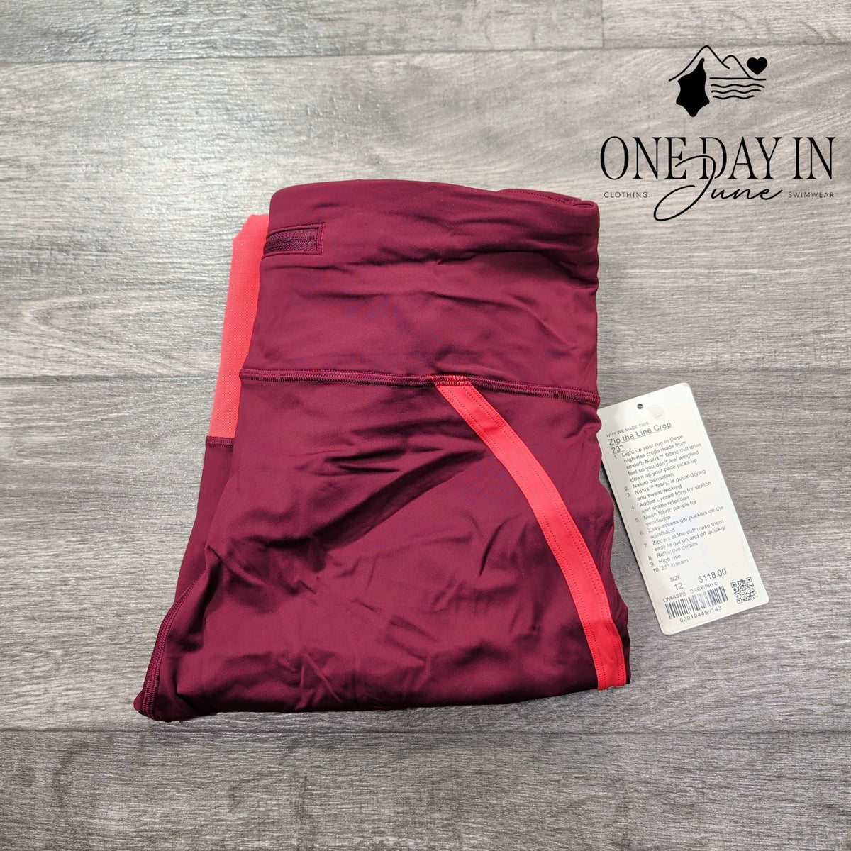 Lululemon Zip the Line Crop 23 Leggings Deep Ruby Poppy Coral NWT Size 12