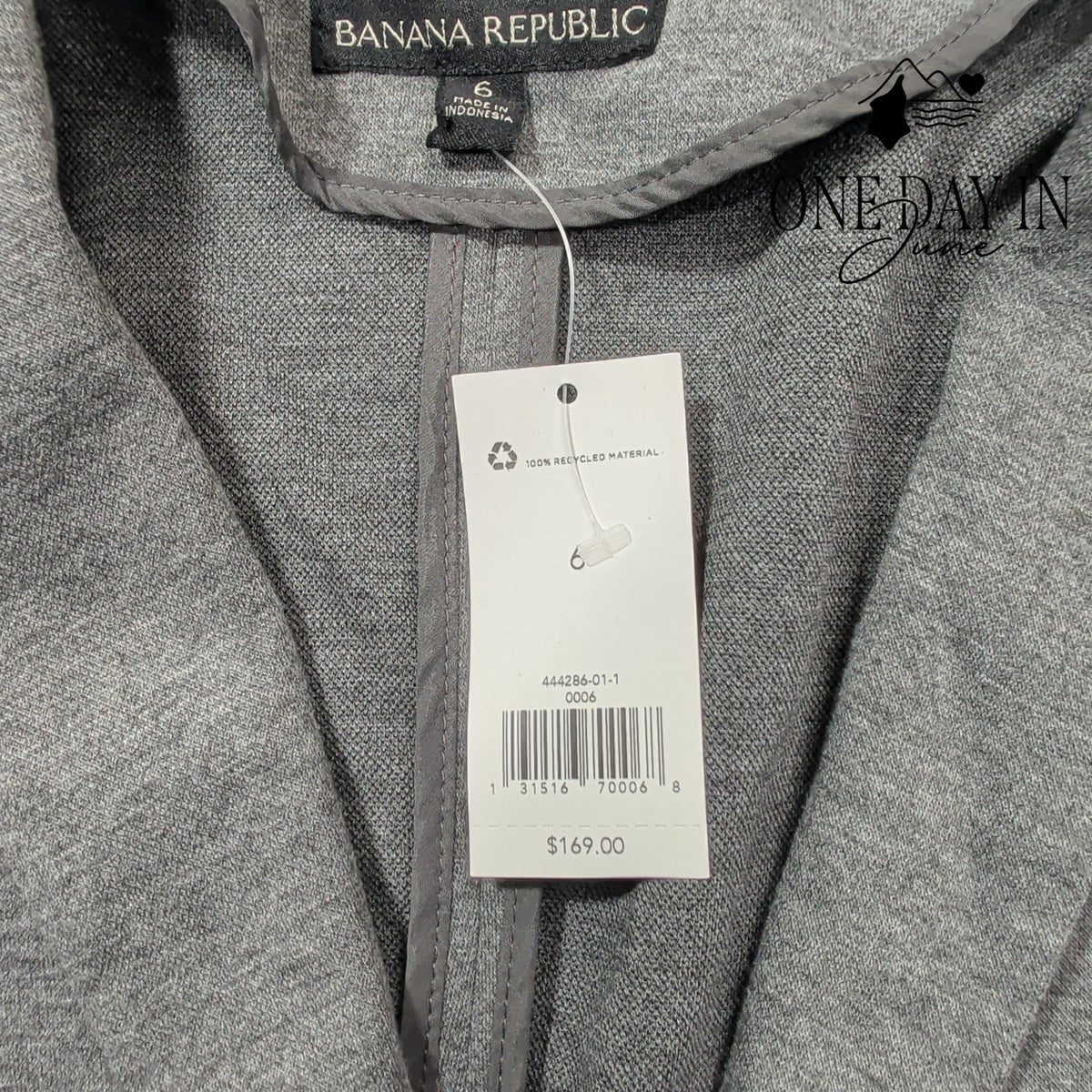 Banana Republic Single Button Blazer Gray Tailored Career Jacket NWT Size 6