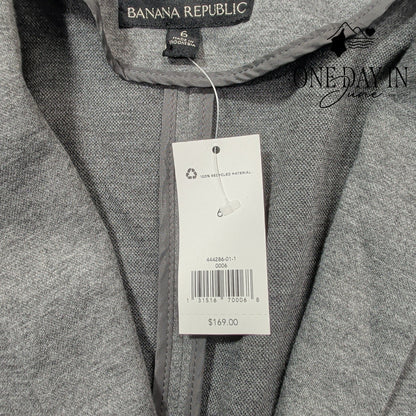 Banana Republic Single Button Blazer Gray Tailored Career Jacket NWT Size 6