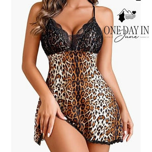 AvidLove Leopard Print Lace Babydoll Lingerie Set NWT Size 2XL