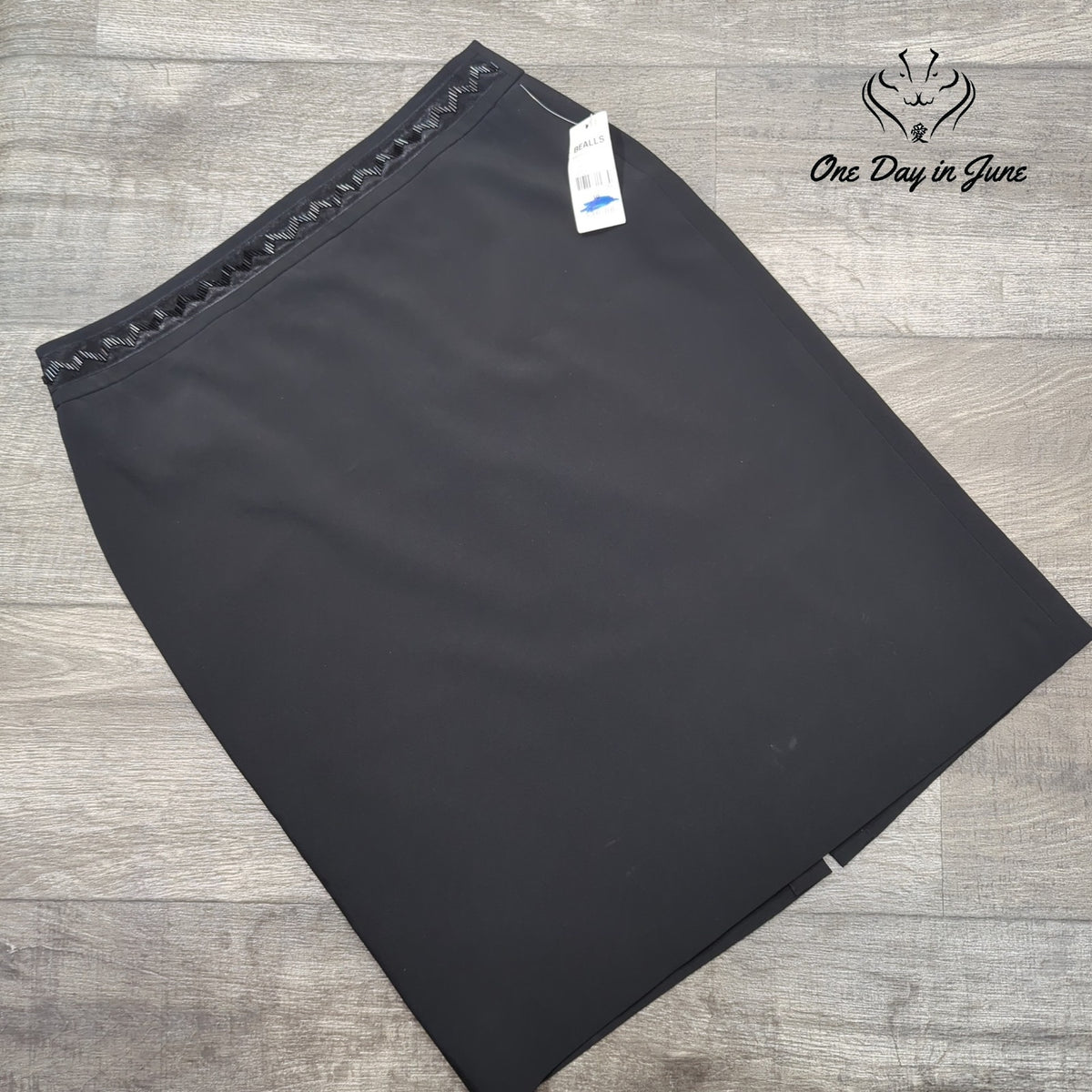 Bay Studio Pencil Skirt Black Embellished Waist Career NWT Size 10