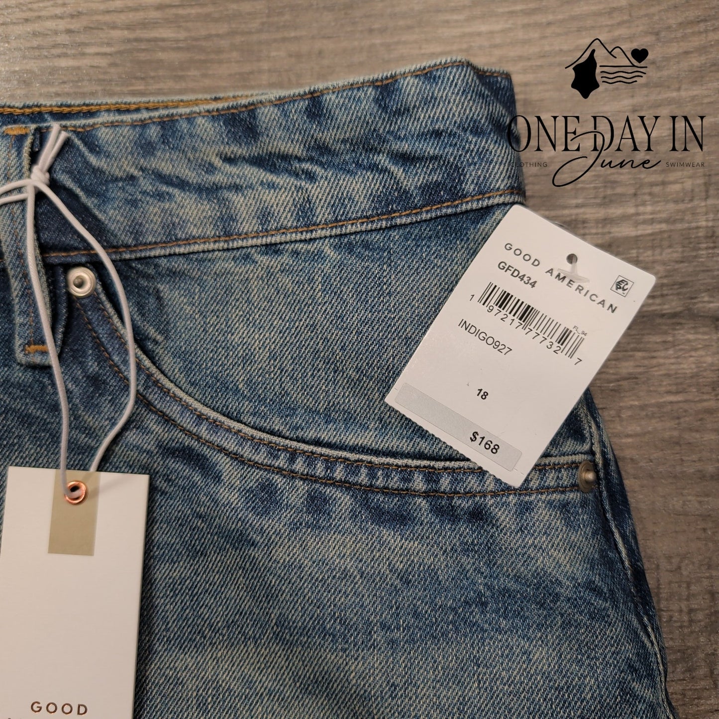 Good American Coated Good 90s Denim Mini Skirt Indigo NWT $168 Size 18