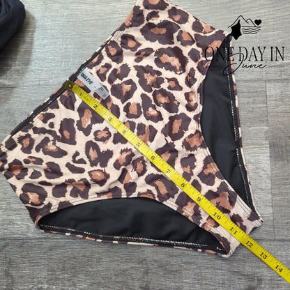 Aqua Eve Leopard Bottom Tankini Swimsuit Size S