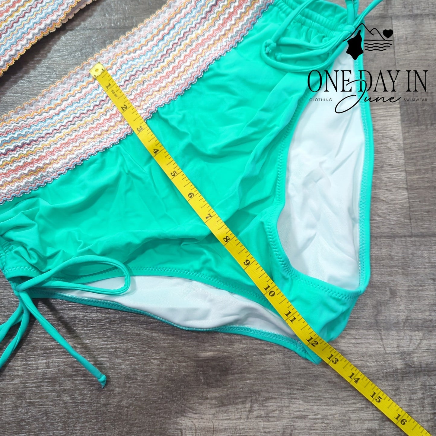 Blooming Jelly High Waist Drawstring Bikini Swimsuit Size L