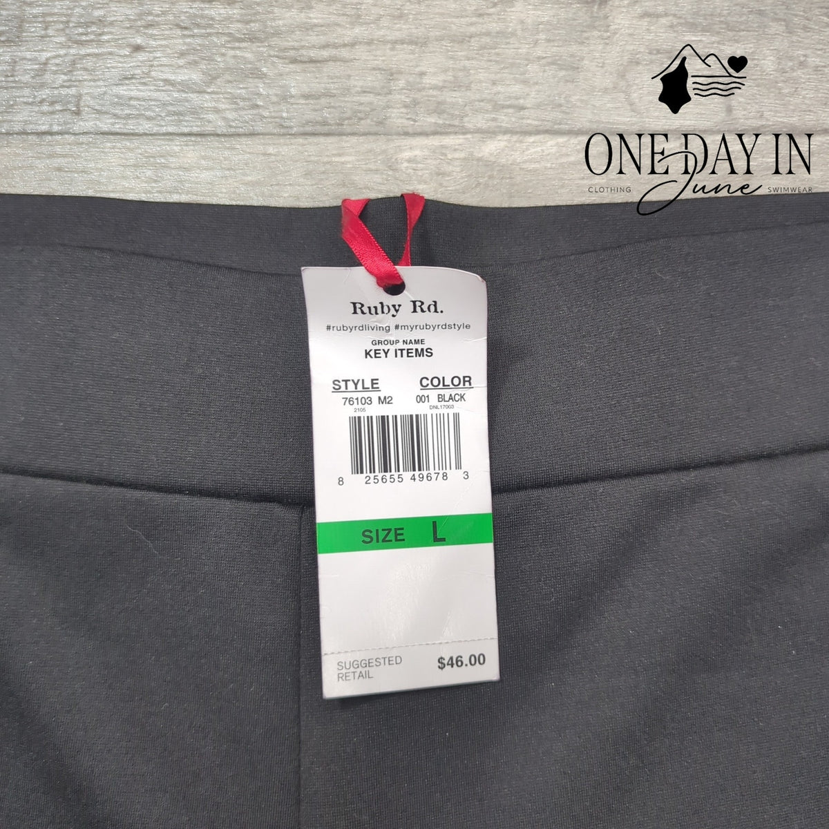 Ruby Rd. Pull On Straight Leg Pants Black NWT Size L