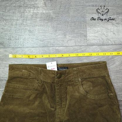 Versona Corduroy Skirt Olive Green Front Slit 5 Pocket NWT Size 27 (4)