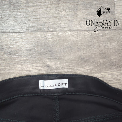 Loft The Skinny Coated Denim Jeans Black Faux Leather Look Size 6