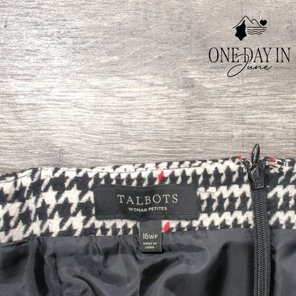 Talbots Plus Size Petite Houndstooth Wool Lined Skirt Size 16WP