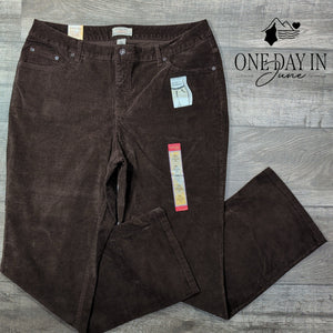 St. John's Bay Plus Size Straight Leg Corduroy Pants Brown NWT Size 16W