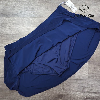 Sonnet Shores Plus Comfort Waistband Ruched Swim Skirt Navy NWT $58 Size 18W