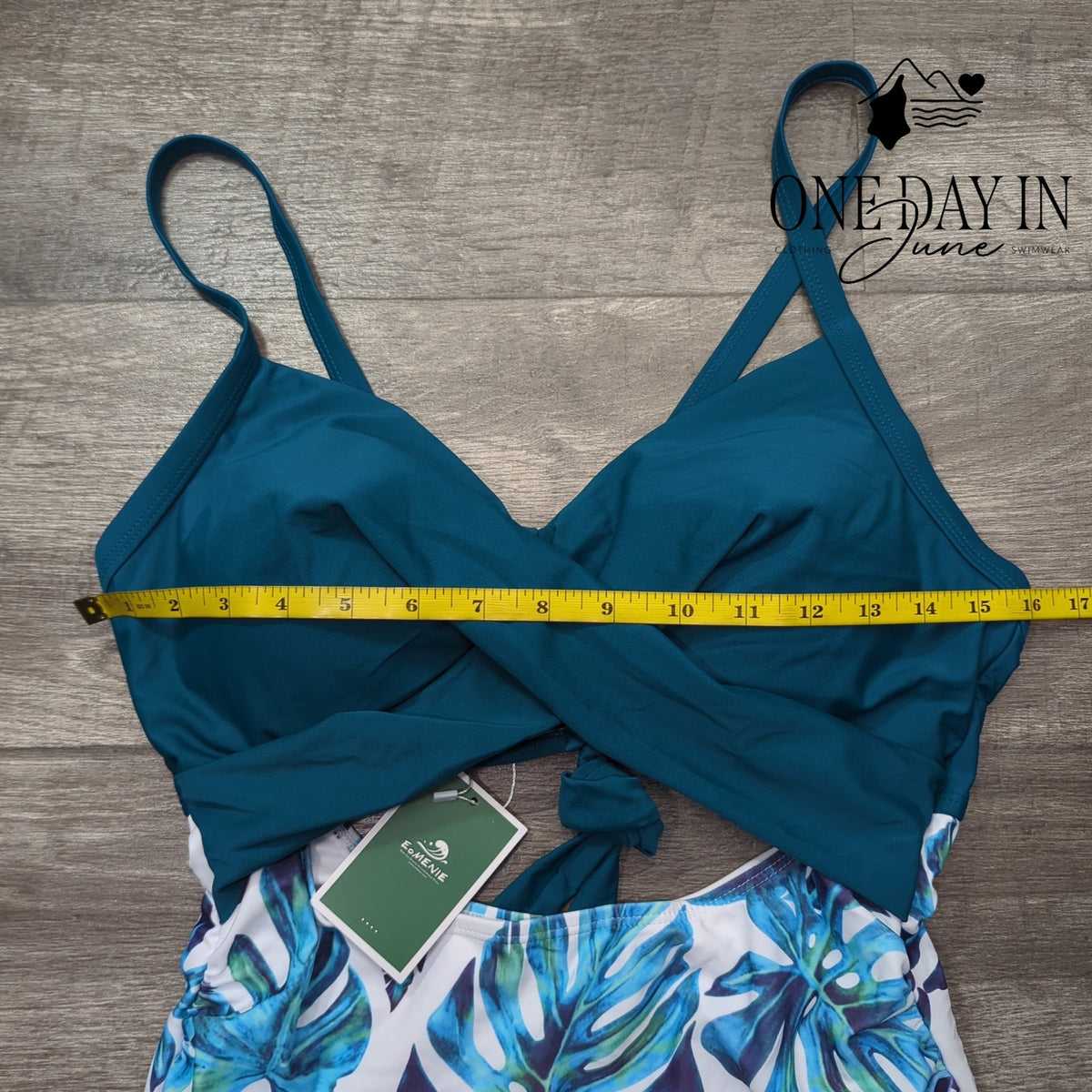 Eomenie Cross Front Cut Out Tie Back One Piece Swimsuit Tropical NWT Size L