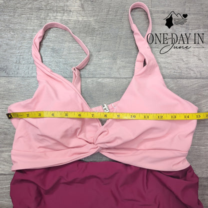 Summermae Maternity Twist Front Cutout One Piece Swimsuit Burgundy NWT Size L