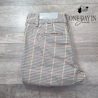 Talbots Hampshire Ankle Straight Leg Plaid Pants Black Ivory NWT Size 4