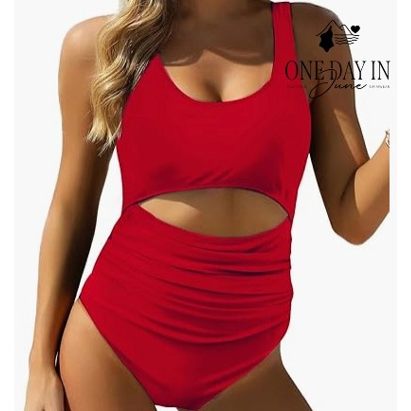 Vimpunec Cut Out Tie Back One Piece Swimsuit Red NWT Size XL