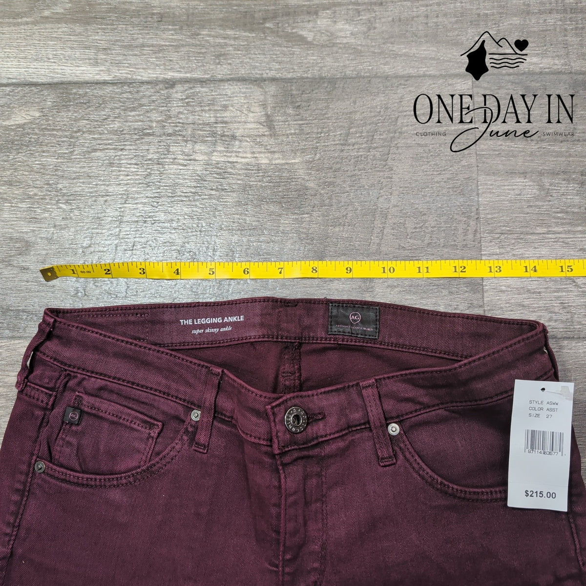 AG Adriano Goldschmied The Legging Ankle Super Skinny Jeans Burgundy NWT Size 4