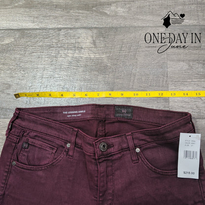 AG Adriano Goldschmied The Legging Ankle Super Skinny Jeans Burgundy NWT Size 4