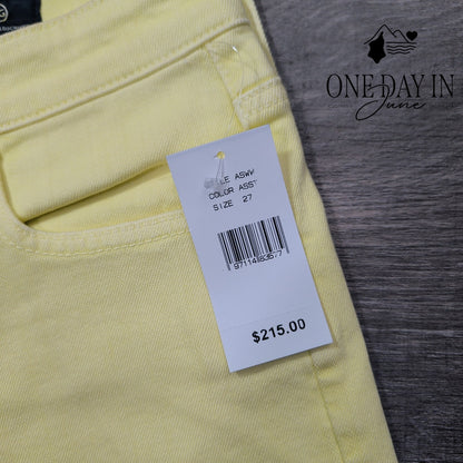 AG Adriano Goldschmied The Etta High Rise Wide Leg Crop Jeans Yellow NWT Size 4