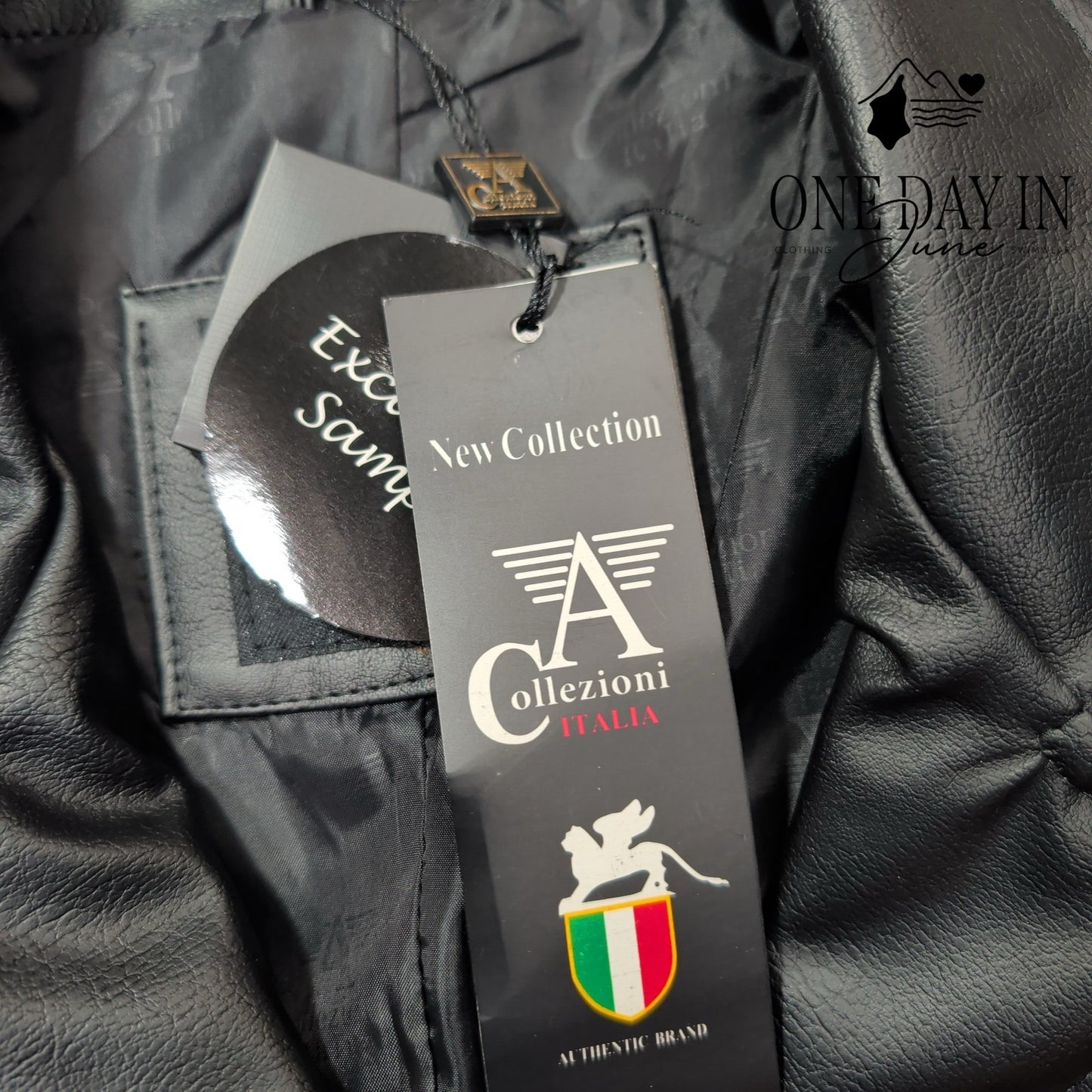 A Collezioni Italia Black Leather Jacket Button Front Blazer NWT Size M