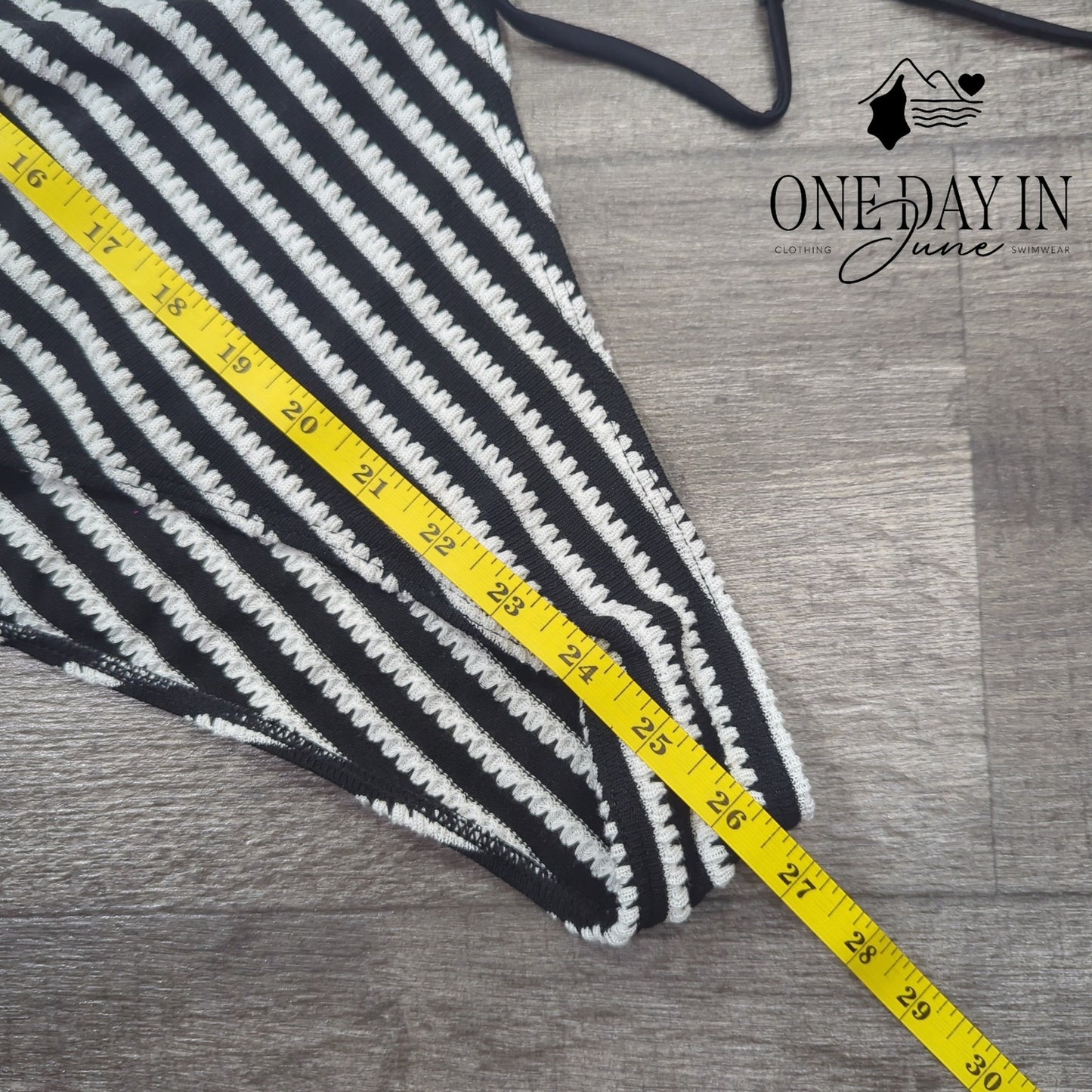 MakeMeChic High Cut Striped Drawstring One Piece Swimsuit Size M