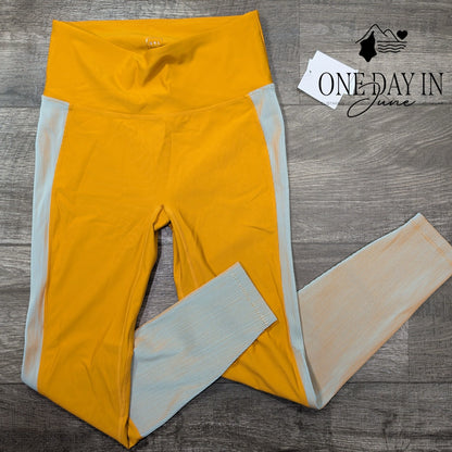 Nylora High Rise Colorblock Yoga Leggings Tangerine Blue NWT Size M