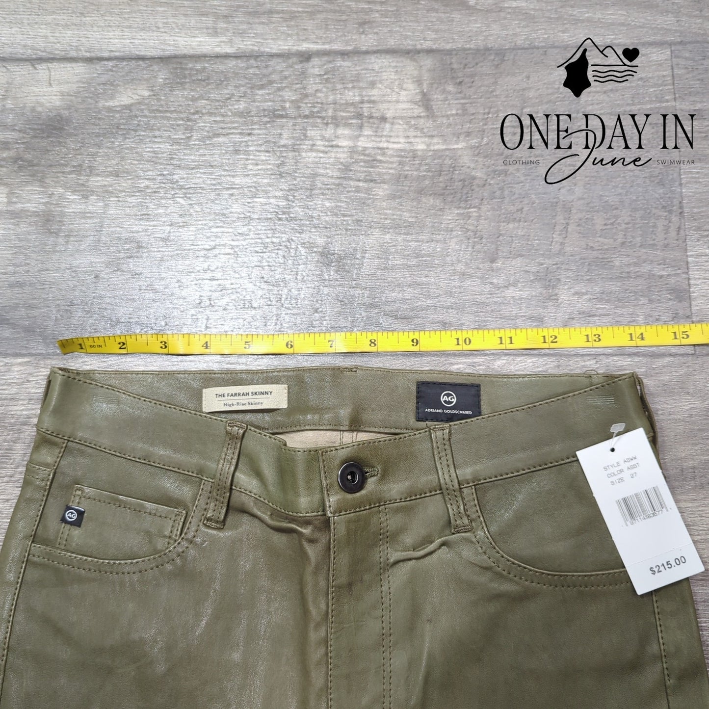 AG Adriano Goldschmied Farrah High Rise Faux Leather Skinny Jeans Size 27 (4)