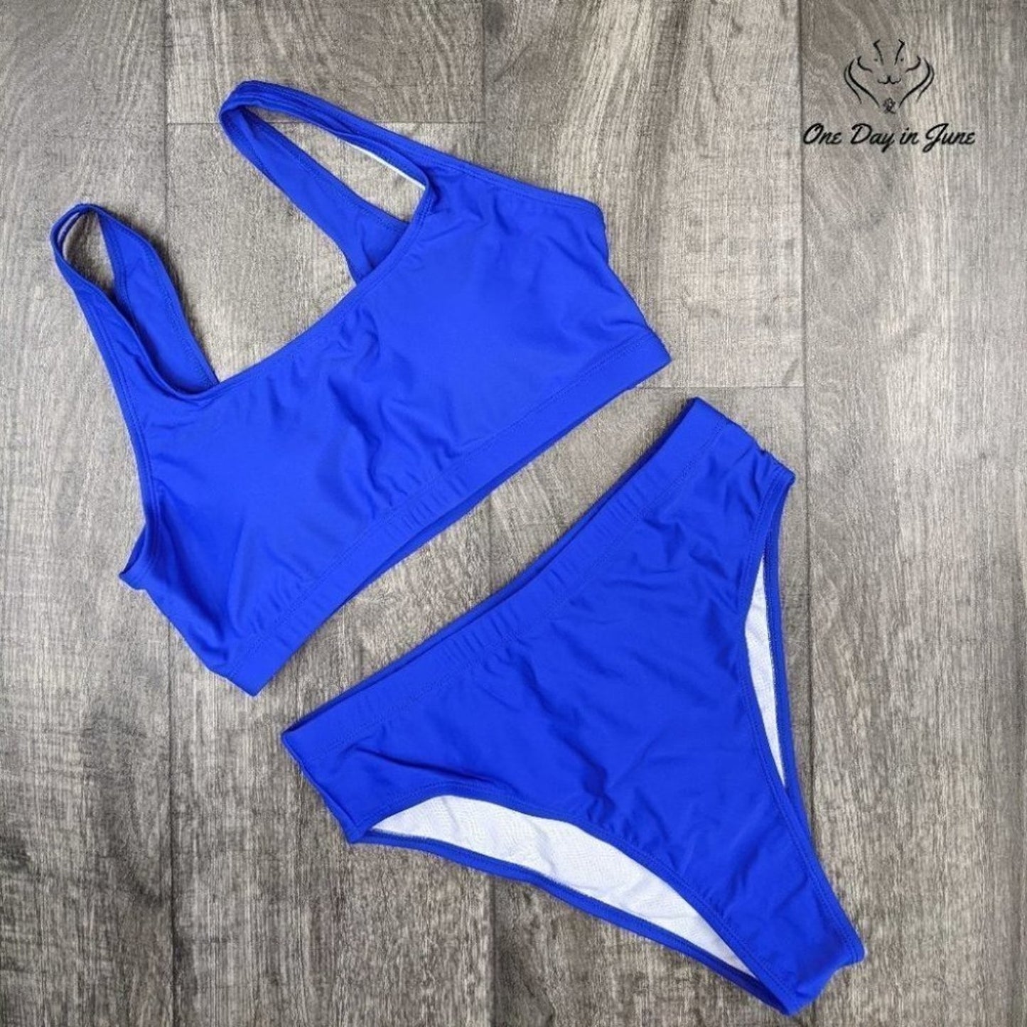 Pink Queen Crop Top High Waist Bikini Swimsuit Size L