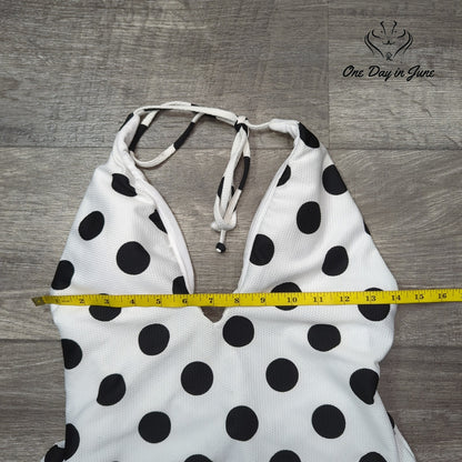 Bar III This And Dot Polka Dot Plunging One Piece Swimsuit NWT Size L