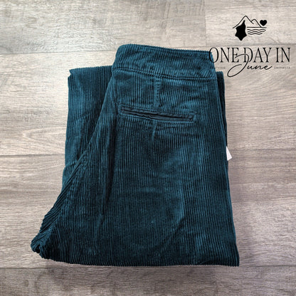 AG Adriano Goldschmied Wide Leg Corduroy Pants Dark Teal NWT Size 4 (27)
