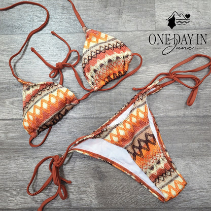 Charmo Adjustable Triangle Tie Side Bikini Swimsuit Size M Top S Bottom