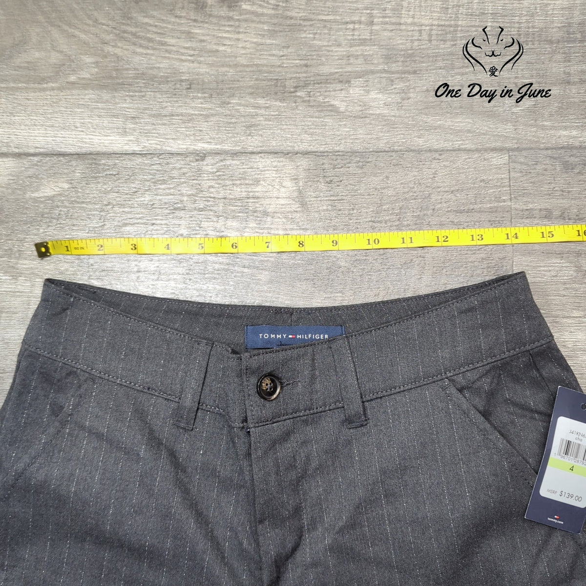 Tommy Hilfiger Metallic Pinstripe Wide Leg Cargo Pants Gray NWT Size 4