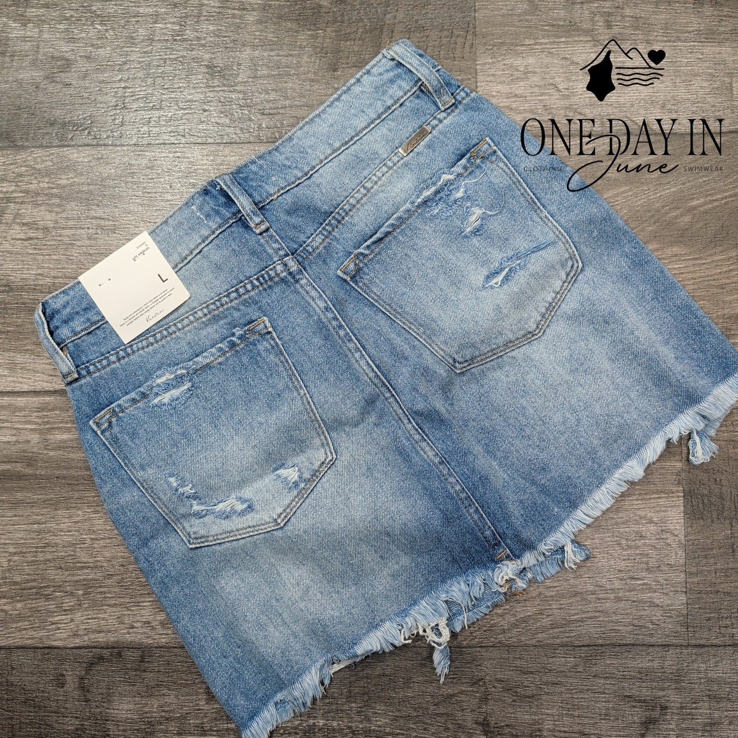 KanCan Hey Girl Distressed Denim Skirt Size L