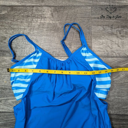 Dokotoo Striped Double Up Tankini Swimsuit Size M