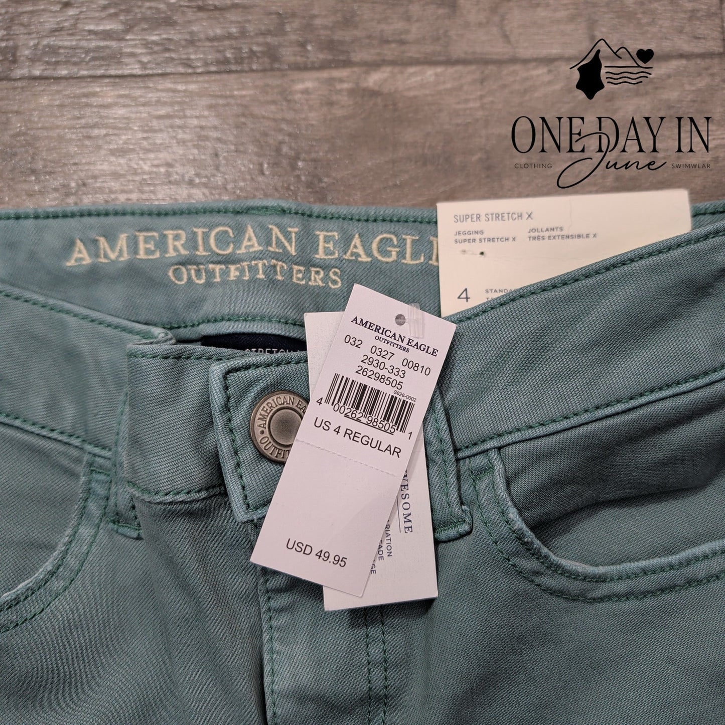 American Eagle Outfitters Super Stretch X Jegging Jeans Regular Green NWT Size 4