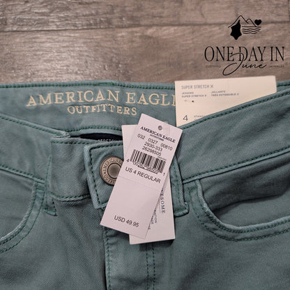 American Eagle Outfitters Super Stretch X Jegging Jeans Regular Green NWT Size 4