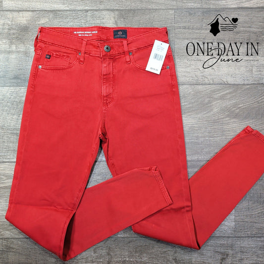 AG Adriano Goldschmied Farrah High Rise Skinny Ankle Jeans Red NWT Size 4 (27)