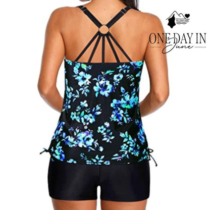 Tempt Me Strappy Back Boy Short Tankini Swimsuit Size L