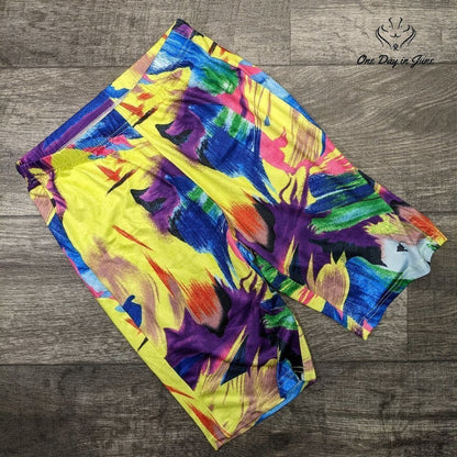Amzbrly Colorful Abstract Stretchy Shorts Size XS