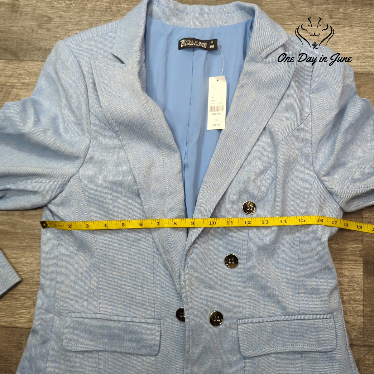 New York & Company 7th Avenue Blazer Light Blue Double Breasted NWT Size 12