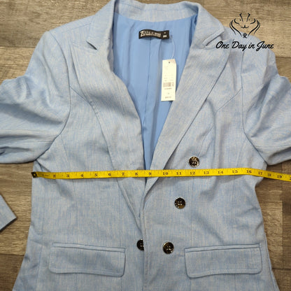 New York & Company 7th Avenue Blazer Light Blue Double Breasted NWT Size 12