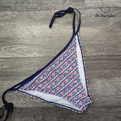 CharmLeaks Tribal Print Tie Side Bikini Bottom Multicolor String Swim Size XL