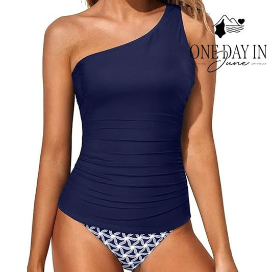 Tempt Me One Shoulder Tankini Swimsuit Size S