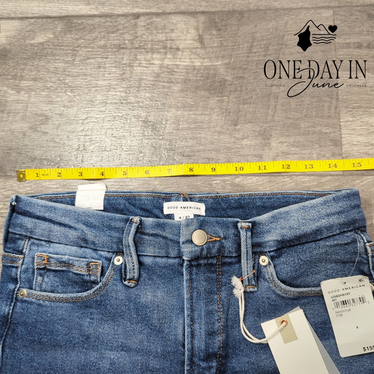 Good American Good Legs Straight Distressed Jeans NWT $155 Indigo128 Size 4