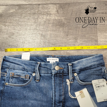 Good American Good Legs Straight Distressed Jeans NWT $155 Indigo128 Size 4