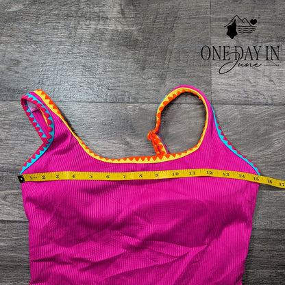 Popvil Ribbed One Piece Swimsuit Size L