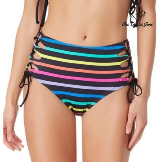 Sugar Beach Striped High Waist Bikini Bottom Size XS