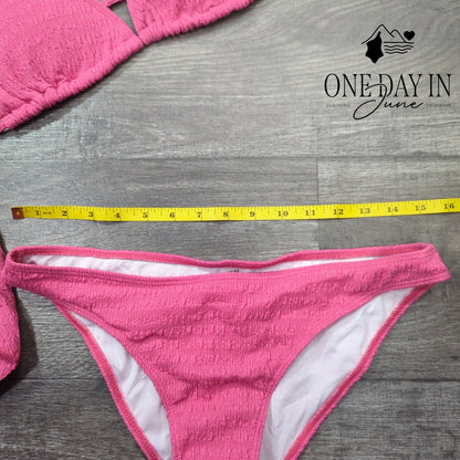 Shene Textured Triangle 3 Piece Bikini Swimsuit Size L