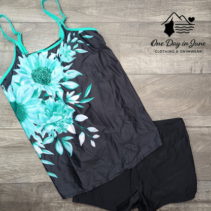 Hanna Nikole Floral Boyshort Tankini Swimsuit Size 14W